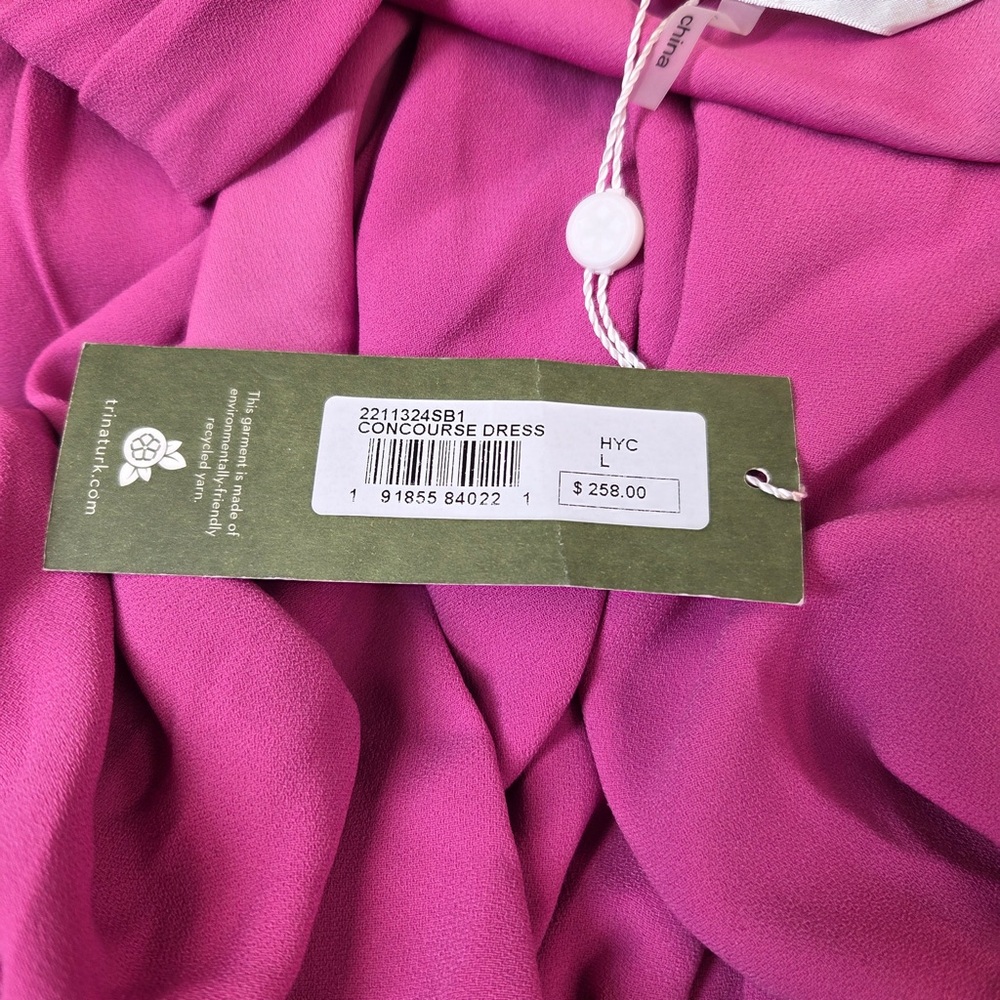 NWT TRINA TURK Concourse Surplus Blouson Mini Dress Hyacinth Pink Large 646 - Picture 5 of 11